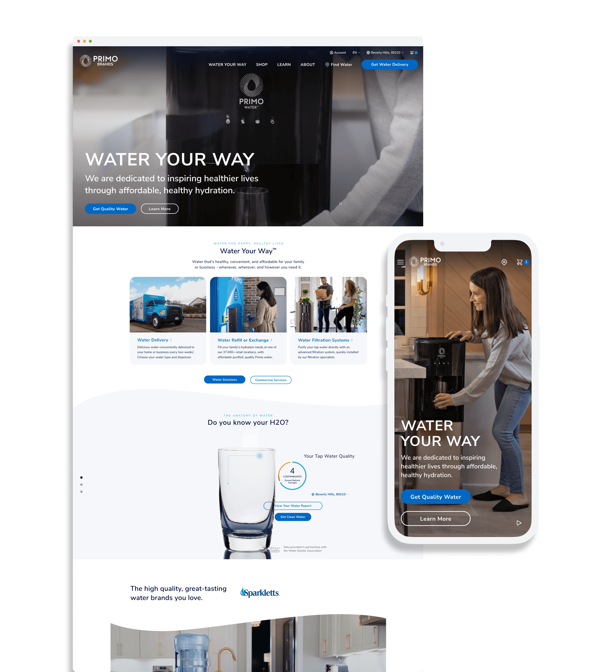 Water.com — Water Your Way, desktop and mobile experience
